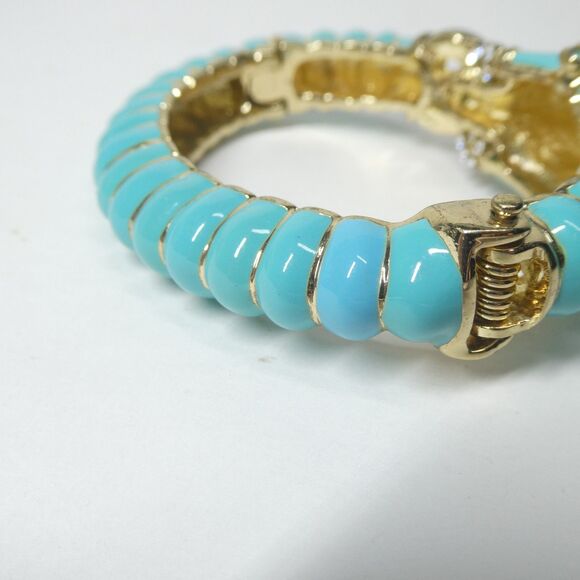 Kenneth Lane Blue Enamel Elephant Hinged Bangle Bracelet Vintage - Picture 7 of 14